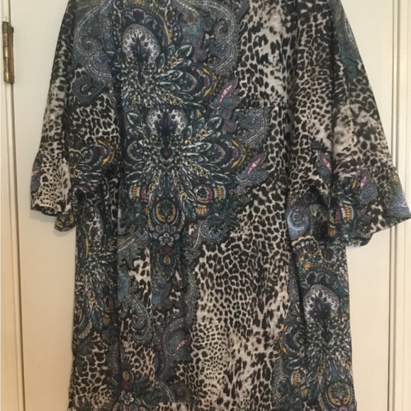 One World Leopard Print & Design Ruffle Sleeve Women’s Top - Picture 3 of 6